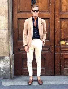 Mens Taupe Blazer Outfit, Mens Linen Blazer Outfit, Beige Blazer Men Outfits, Camel Blazer Outfit Men, Cream Chinos Men Outfits, Khaki Blazer Outfit Mens, Tan Blazer Outfits Mens, Beige Blazer Outfit Men, Sprezzatura Style For Men