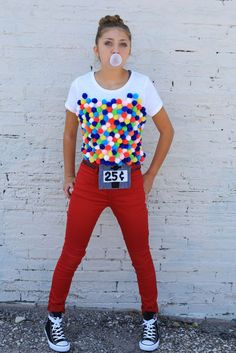 This outfit would look so much better on me cause of my legit belly tho Gumball Machine Costume, Costumes Faciles, Food Halloween Costumes, Halloween Coustumes, Halloween Fest, Diy Halloween Costumes For Kids, Holloween Costume