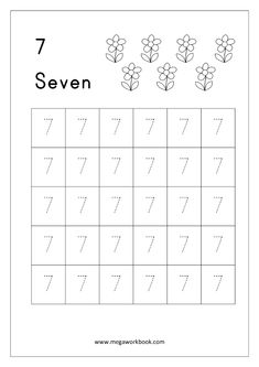 the number seven worksheet for children to learn numbers and counting them with this printable