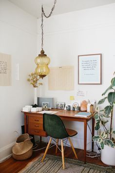 the room is clean and ready to be used as a home office or work space