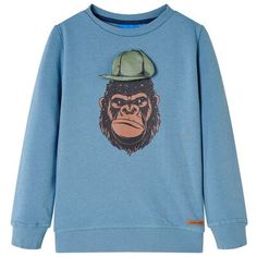 This kids' sweatshirt has long sleeves, a round neck, and rib-knit edges at the cuffs, neckline, and bottom. The children's sweatshirt features a gorilla with a cap.
#kidswear #kidsfashion #ecommerce #sweatshirt #dropshipping #dropshippingXL Knit Edge, Dark Khaki, Kids Sweatshirt, Medium Blue, Long Sleeve Pullover, Long Sweatshirt