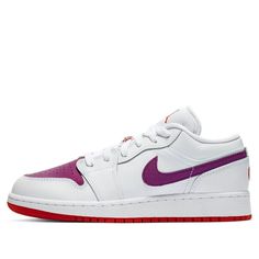 (GS) Air Jordan 1 Low 'White Berry' 554723-161 (AJ1/SNKR/Retro/Low Top/Basketball/Valentine's Day) Throwback White Jordan Shoes With Boost Midsole, White Low-top Throwback Sneakers, White Jordan Shoes With Round Toe Throwback Style, White Throwback Jordan Shoes With Round Toe, White Throwback Sneakers With Boost Midsole, Throwback White Jordan Sports Shoes, White Jordan Shoes With Round Toe For Sports Events, White Throwback Jordan Shoes For Sports, White Throwback Sports Sneakers