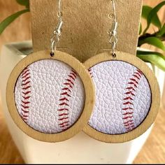 Vintage Baseball Pu Leather Earrings For Women Girls Fans Gifts Nwt Baseball Earrings, Funny Earrings, Costume Earrings, Rose Boutique, Baseball Season, Sports Mom, Name Jewelry, Vintage Baseball, Wood Earrings