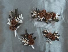 Winter Wedding Dried flowers Wedding hair accessory Greenery hair comb Bridal hair piece Pine cones Rustic flower hair piece Head piece  Materials: Eucalyptus, dried flowers, Pine cones, hair comb base    Flower hair comb - Green yellow hair accessory - Bridal hair piece  Materials:   dried flowers, hair comb base  The composition is picked to a plastic comb base. The actual colors may slightly differ from the colors you see on your screen, as it depends on the specific monitor settings. In case some materials are out of stock, they may be replaced with a similar one. This and any other item in our store: - 100% handmade of selected high-quality materials - uniquely designed with love and care  - can be customized for your request - gift-packed for free SHIPPING Please mark that internatio Wedding Dried Flowers, Flowers Wedding Hair, Yellow Hair Accessories, Pine Cone Wedding, Flower Hair Piece, Flower Hair Accessories Wedding, Dried Flowers Wedding, Flower Hair Pieces, Hair Comb Bridal