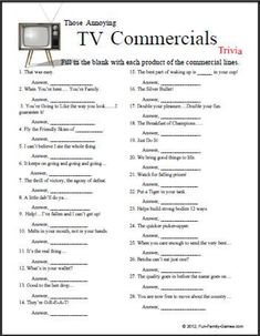 the tv commercials worksheet