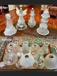 before and after shots of glass vases