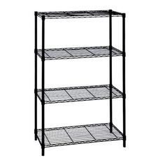 three tiered shelving unit with four shelves