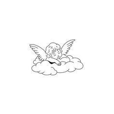 an angel sitting on top of a cloud