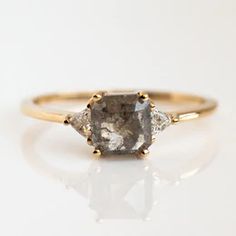 Unique Engagement and Wedding Rings | Local Eclectic Elegant Gray Wedding Rings, Gray Diamond Wedding Jewelry, Unconventional Wedding Rings, Non Traditional Wedding Ring, Non Traditional Wedding, Engagement And Wedding Rings, Local Eclectic, Gray Diamond, Greyish Brown