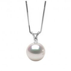 This pearl and diamond pendant is the perfect finishing touch for your wedding day! Each 9.0-10.0mm, AAA quality Freshwater pearl has been chosen for its bright, mirror-like luster, smooth surfaces and shimmering overtones. The G, VS1 diamond accent weighs .05cttw and comes with a 16-inch box chain. White Brilliant Cut Pearl Necklace Classic Style, White Brilliant Cut Classic Pearl Necklace, Classic White Brilliant Cut Pearl Necklace, White Gold High Luster Pearl Necklace For Wedding, Pear-shaped Diamond Jewelry With Pearl Pendant, Diamond White Pearl Pendant Necklace For Gifts, Diamond White Pearl Drop Pendant Necklace, Diamond White Sterling Silver Pearl Pendant Necklace, Pear-shaped Pearl Pendant Jewelry With Cubic Zirconia