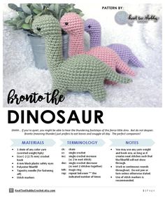 the brochure is designed to look like crocheted dinosaurs, with text that reads