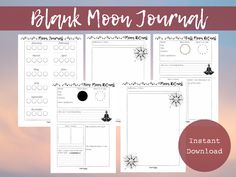 the blank moon journal is shown with three pages