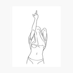 a line drawing of a woman raising her hand