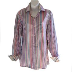 New Without Tags! Crisp & Clean. Bright Striped Dress Shirt By: Tailorbyrd. Long Sleeves. 1 Front Pocket. Size Medium. Underarm Is 23" Length Is 30" Summer Purple Shirt For Daywear, Summer Daywear Purple Shirt, Purple Cotton Shirt For Daywear, Purple Button-up Daywear Shirt, Multicolor Long Sleeve Daywear Shirt, Classic Multicolor Shirt For Spring, Multicolor Collared Shirt For Daywear, Classic Purple Summer Shirt, Office Color