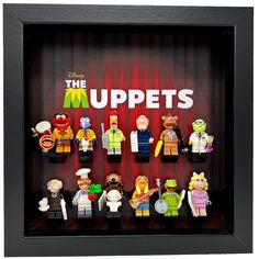 the muppets minifigure display case is black and holds twelve minifigures