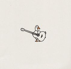 a drawing of a duck playing a guitar