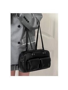 Kei Visual, Casual Tote Bag, Pu Bag, Pu Leather Bag, Commuter Bag, Black Leather Bags