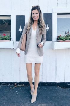 Dress With Booties Fall, Ways To Wear A Sweater, Style A Sweater Dress, Dress With Booties, Black Dress Outfit Casual, Navy Sweater Dress, 3 Ways To Wear, Fall Sweater Dress