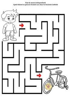 a maze with an image of a boy and a bike