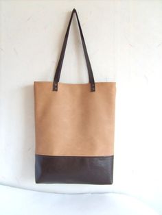 Leather tote bag large tote bag vegan leather tote by allbyFEDI Leather Handle Tote Satchel For School, School Satchel With Leather Handles And Tote Shape, School Tote Satchel With Leather Handles, Leather-handled Satchel Tote For School, Brown School Bags With Leather Handles, Beige School Bag With Leather Handles, Beige School Bags With Leather Handles, School Tote Bag With Leather Handles, Tote Bag School