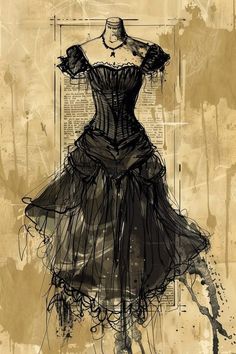 a drawing of a dress on top of a piece of paper