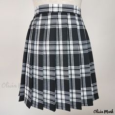 Olivia Mark - Multicolored Pleated Midi Skirt: A Sophisticated, Minimalist and Fashionable Checkered Design Fall Black Cotton Pleated Skirt, Black Cotton Pleated Skirt For Fall, Classic Black Fitted Pleated Skirt, Casual Fitted Black Pleated Skirt, Classic Fitted Black Skort, Black Non-stretch Pleated Mini Skirt, Classic High Waist Black Mini Skirt, Black Skort For School In Fall, Chic Black Cotton Pleated Skirt