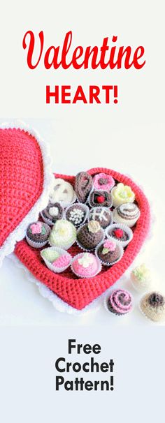 a crocheted heart with the words valentine's day on it and an image of