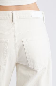 Hit refresh on white-jeans season with a with a sturdy, all-cotton denim pair turned out in a trending tapered silhouette with diagonal seaming. 30" inseam; 17" leg opening Zip fly with button closure Five-pocket style 100% cotton Machine wash, tumble dry Imported Wide Leg Jeans, White Vintage, Leg Jeans, White Jeans, Wide Leg, Nordstrom, Turn Ons, White