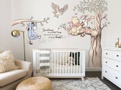 winnie the pooh wall decals in a baby's room