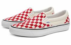 Vans OG Slip-On 'Red White' VN0A32QNTYR (SNKR/Skate/Casual/Unisex/Low Top) Red Slip On Shoes, White Checkered Vans, Checkered Vans, Vans Kids, Vans Red, Vans Slip On, Red Outfit, Skate Shoes, Bmx