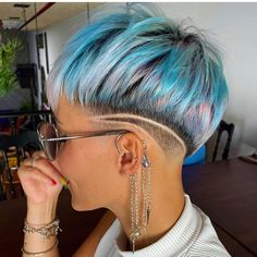 Short Blue Hair, Tattoo Jewelry, Taper Fade, Instagram Tattoo, Haircut Inspiration, Hair Color Blue, Hair Colours