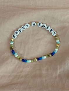 Cute Blue Beaded Friendship Bracelets, Bracelet Ideas Sabrina Carpenter, Seventeen Inspired Beaded Bracelet, Kpop Style Blue Beaded Bracelets As Gift, Sabrina Carpenter Clay Bead Bracelet, Sabrina Carpenter Friendship Bracelet, Sabrina Carpenter Bracelets, Bead Friendship Bracelet, Friendship Bracelets With Beads