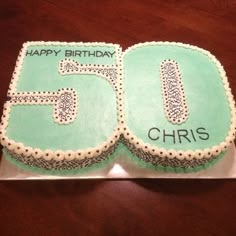 a birthday cake that has the number fifty on it