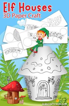 Kids will have so much fun with this FREE PRINTABLE 3D Paper Elf House Coloring Craft. This is super cute as an Elf on the Shelf craft and a lovely elf craft for year round fun too!
#kidscraftroom Paper Elf, Elf Craft, Summer Coloring Sheets, Paper House Template, Printable House, Elf Crafts, 3d Templates, Fairy House Crafts, Free Printable Crafts