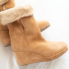 These Are New Without The Box. These Have Been Boxed With Other Shoes And Can Have Some Light Scuffing, Please Look Photos Over Well. Color Whiskey Plush Perfection: Faux-Fur Lining Creates A Cozy Effect On The Imperia Boot, Rendered In Both Suede And Pebblegrain Leather Iterations. The Covered Wedge Heel Ensures Total Comfort. Suede Upper Velor Luxe Suede & Faux Fur Inside Zipper Faux Fur Lining 2.9" Heel 0.5" Platform Round Toe Tpu Sole Made In Italy Suede Wedges, Wedge Boots, Wedge Heels, Whiskey, Bootie Boots, Faux Fur, Ankle Boots, Wedges, Women Shoes