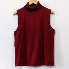 Solid Dark Red Sleeveless Turtleneck Sweater From High Sierra Neck Has A Ribbed Texture Size Xl New With Tag Material Is 70% Cotton, 30% Nylon Width / Armpit To Armpit: 19 1/2" Length / Bottom Of Collar To Hem (From Back): 25 1/4" Red Sleeveless Turtleneck Outfit, Dark Red Turtleneck, Red Sleeveless Turtleneck, Sleeveless Turtleneck Outfit, Turtle Neck Sleeveless, Sleeveless Turtleneck Sweater, Sleeveless Turtleneck Sweaters, Turtleneck Outfit, Lorelai Gilmore