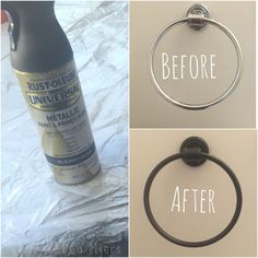 three different pictures showing how to use metal rings for the back of a bottle opener