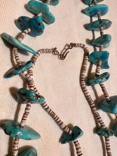 Approximately 26" Vintage Native American Heishi necklace. Beautiful colored turquoise and shell. in great condition. Not signed. Heishi Necklace, Native American Turquoise, American Turquoise, Royston Turquoise, Beaded Necklaces, Wedding Shop, Native American, Necklace Etsy, Beading