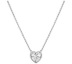 We think you'll fall head-over-heels in love with this stunning heart necklace! It showcases a breathtaking Diamonique simulated diamond with 100 facets to add sparkle to your favorite ensembles. Formal Heart Necklace In Cubic Zirconia, Glamorous Silver Necklace For Valentine's Day, Heart-shaped Diamond Necklace For Formal Occasions, Elegant Cubic Zirconia Heart Necklace For Party, Dazzling Diamond Necklace For Valentine's Day, Elegant Heart Necklace With Brilliant Cut, Formal Heart Cut Necklace, Glamorous Heart Necklaces For Valentine's Day, Heart Cut Diamond Necklace For Valentine's Day