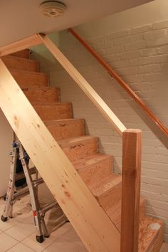 some stairs are being built in a house