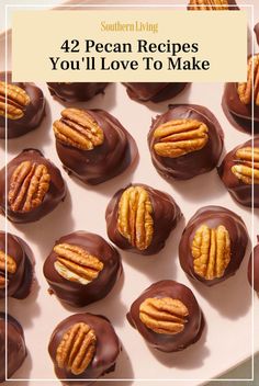 chocolate covered pretzels on a plate with the words 42 pecan recipes you'll love to make