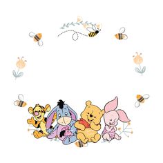 winnie the pooh and friends wall decals with honeybees in the background