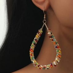 Brand New Boutique Item- Multiple Color Beaded & Wraped With Gold Tones. Large Oval Hoop Earrings 3 Inches Long By 1.3/4 Wide. So Colorful They Go With Everything. Review Photos To Verify Style. Note: All Boutique Labeled Items Are Brand New Retail Priced Below Manufacturer Sugested Retail Price - They Are Not Resale. Thank You For Visiting My Boutique & Closet. Thank You For Shopping My Closet & Boutique. Due To Poshmark Fees Of $2.95 On Items At $15 & Below. All Items At $10 Or Less,. Are Final Sale Priced. However, You Can Bundle With At Least One Other Sale Item . Thank You For Understanding. Have A Wonderful Week Trendy Hoop Beaded Earrings For Pierced Ears, Elegant Multicolor Beaded Hoop Earrings, Gift Hoop Beaded Earrings, Colorful Beads Hoop Earrings For Party, Colorful Beads Hoop Earrings, Elegant Multicolor Hoop Earrings With Dangling Beads, Adjustable Dangling Beads Hoop Earrings For Party, Adjustable Hoop Earrings With Dangling Beads For Party, Trendy Dangling Beads Jewelry