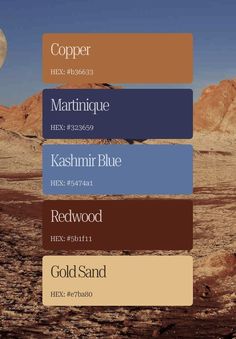 the desert is full of different colors and textures, including blue, brown, yellow, red