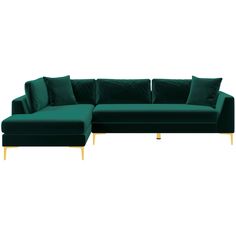 Mano Green Velvet LAF Sectional from Midinmod - Luna Furniture Green Sectional, Velvet Sectional Sofa, Sofa Green, Contemporary Sectional, Sectional Chaise, Corner Sectional Sofa, Velvet Sectional, Living Room Corner, Modern Sofa Sectional