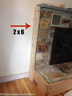 the fireplace is being built with 2x6 bricks