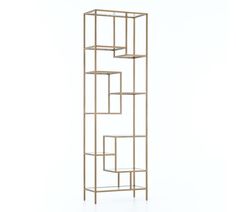 a tall metal shelf with three shelves on each side and four smaller ones in the middle