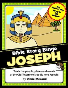 the bible story bingo joseph teach the people, places and events of the old testament's golly hero joseph