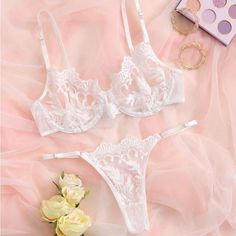 This Timeless, Beautiful Mesh See-Through Lingerie Set Is Perfect For Wedding Lingerie, Bachelorette Party, Wedding Night, Honeymoon. This Is A Classy Embroidered Lingerie Set In The Color White. Perfect For Your Big Day. Feel Free To Check Out My Other Best Seller Bridal Lingerie Set. White Lingere, White Lingerie Outfit, Bridal Lingerie Set, Mom Dr, Nikolai Gogol, Body Outfit, Lingerie Outfits, White Lingerie, Bra Types