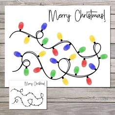 a christmas card with colorful lights on it and a handwritten merry christmas message in the middle